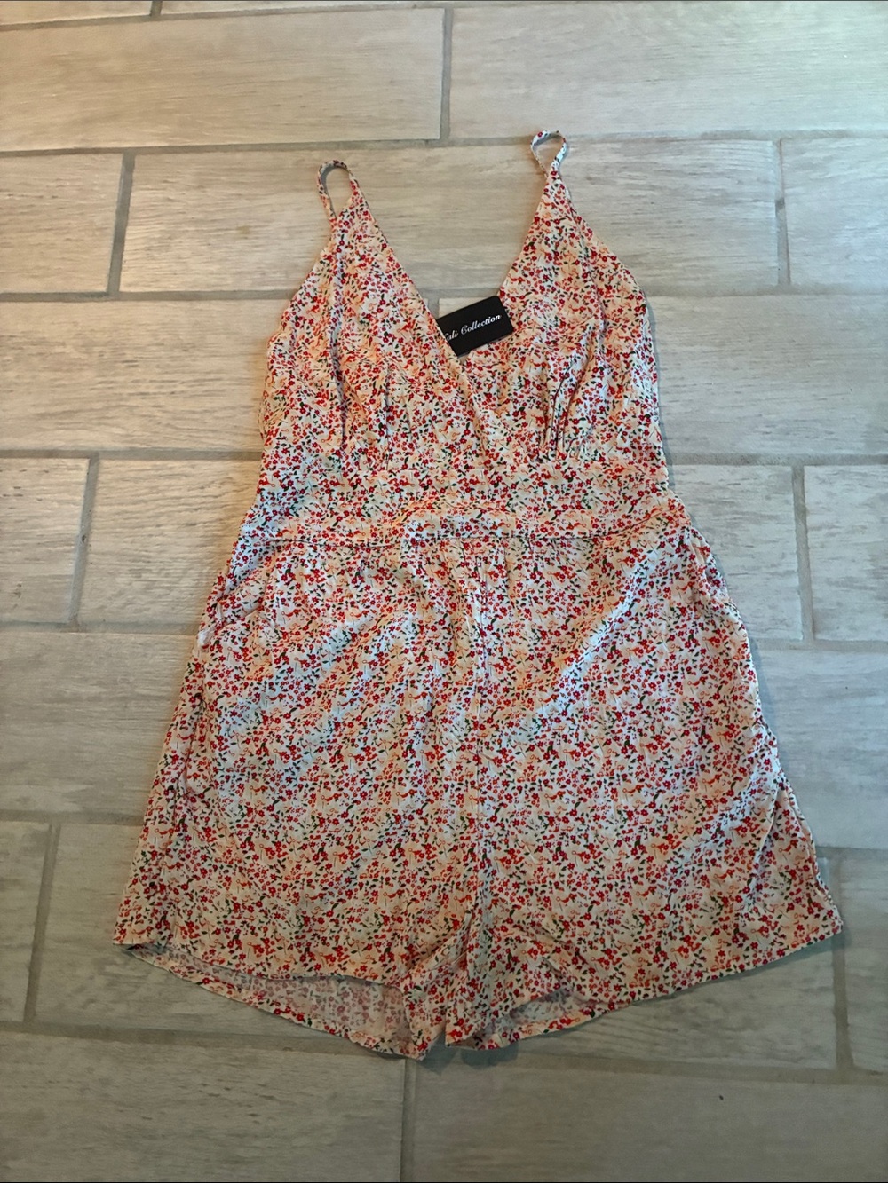 Kalli Collection Red & White Floral One-Piece Romper